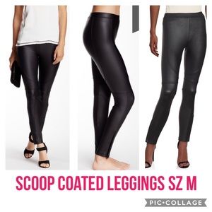 Scoop Ponte Black Coated Faux Leather Leggings Med